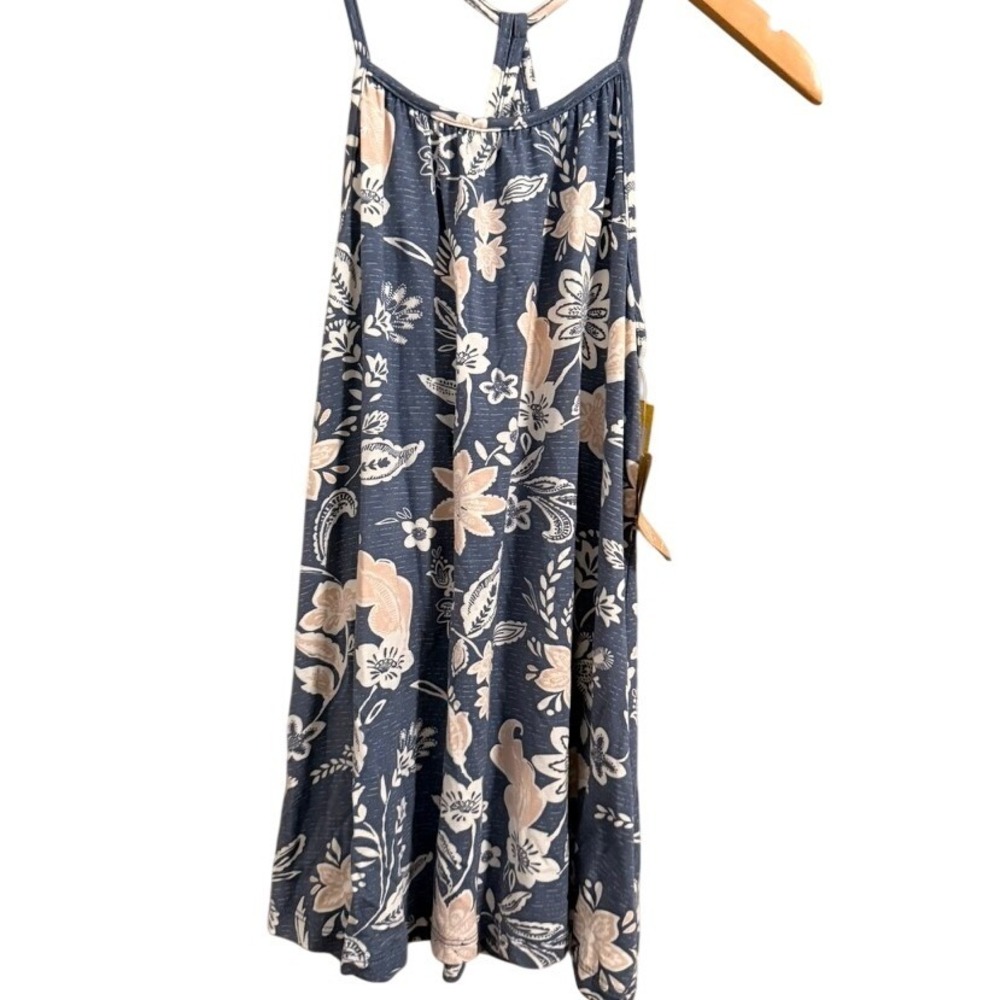 Bixby Nomad Tank Top Womens Large Blue Floral Racerback High Neck New